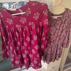 Peek & Mini Boden Girls Size 4 Thin Long-Sleeve Spring Ruffle Dresses x2